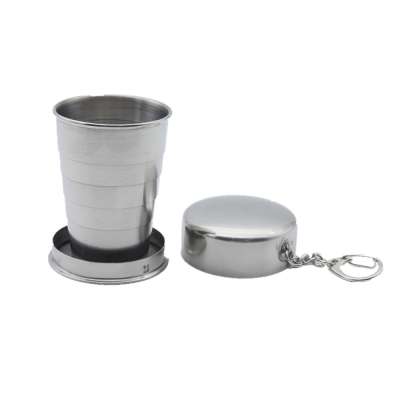 In Stock Drinkware Product Ideas Custom Portable Travel Outdoor Keychain Stainless Steel Folding Telescopic Small Cup